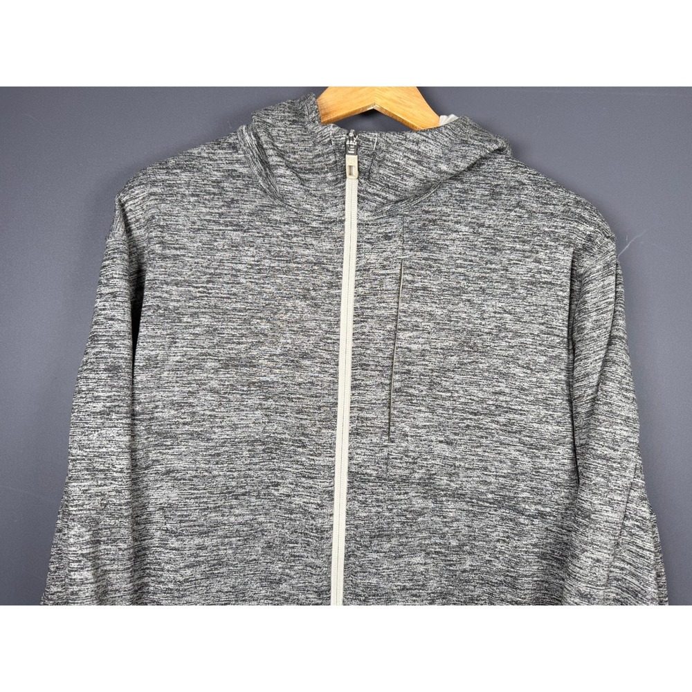 Lululemon Mens Large At Ease Full Zip Hoodie Grey Space Dye Textured Knit